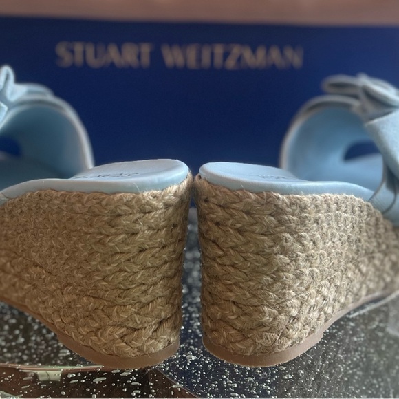 Stuart Weitzman NWB Loveknot Espadrille Wedge Vintage Denim/Jute Size 40/9.5 B - Picture 7 of 10